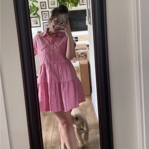 Pink denim dress